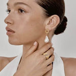 Baroque Pearl Molten Texture Hoop Earrings - floysun
