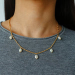 Baroque Pearl Multi - Charm Chain Necklace - floysun