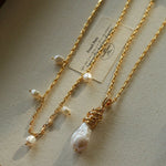 Baroque Pearl Multi - Charm Chain Necklace - floysun