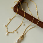 Baroque Pearl Multi - Charm Chain Necklace - floysun