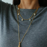 Baroque Pearl Multi - Charm Chain Necklace - floysun