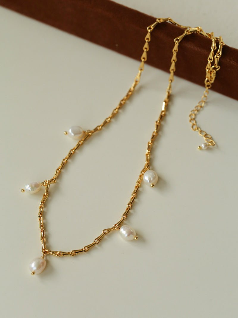 Baroque Pearl Multi - Charm Chain Necklace - floysun