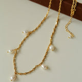 Baroque Pearl Multi - Charm Chain Necklace - floysun