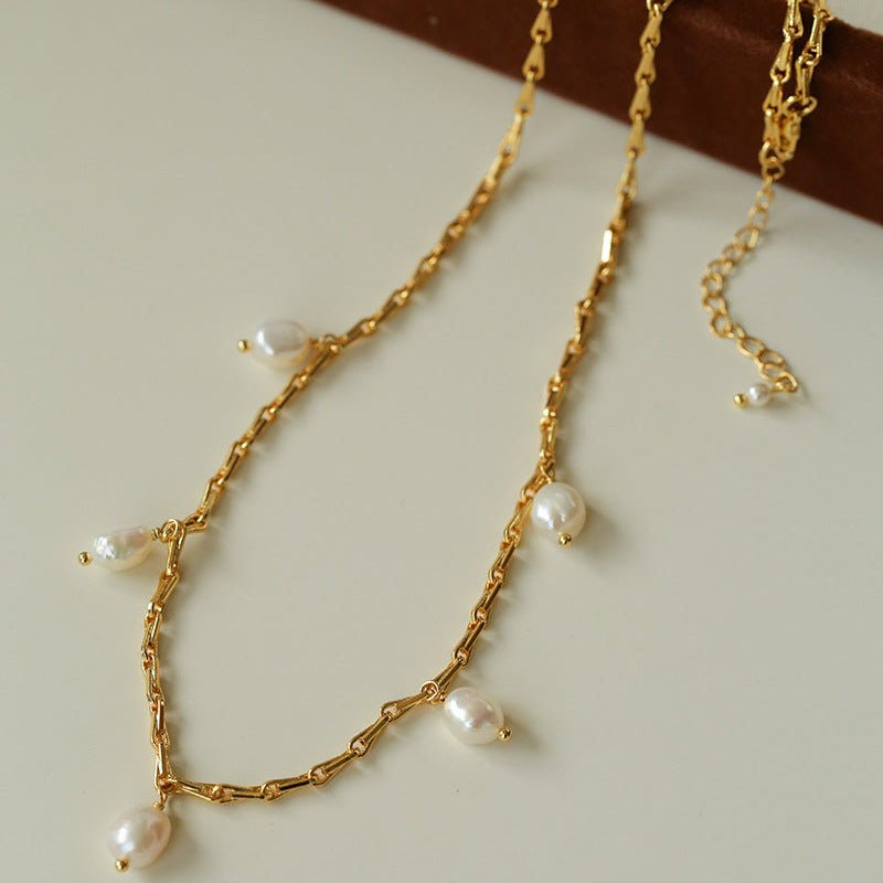 Baroque Pearl Multi - Charm Chain Necklace - floysun