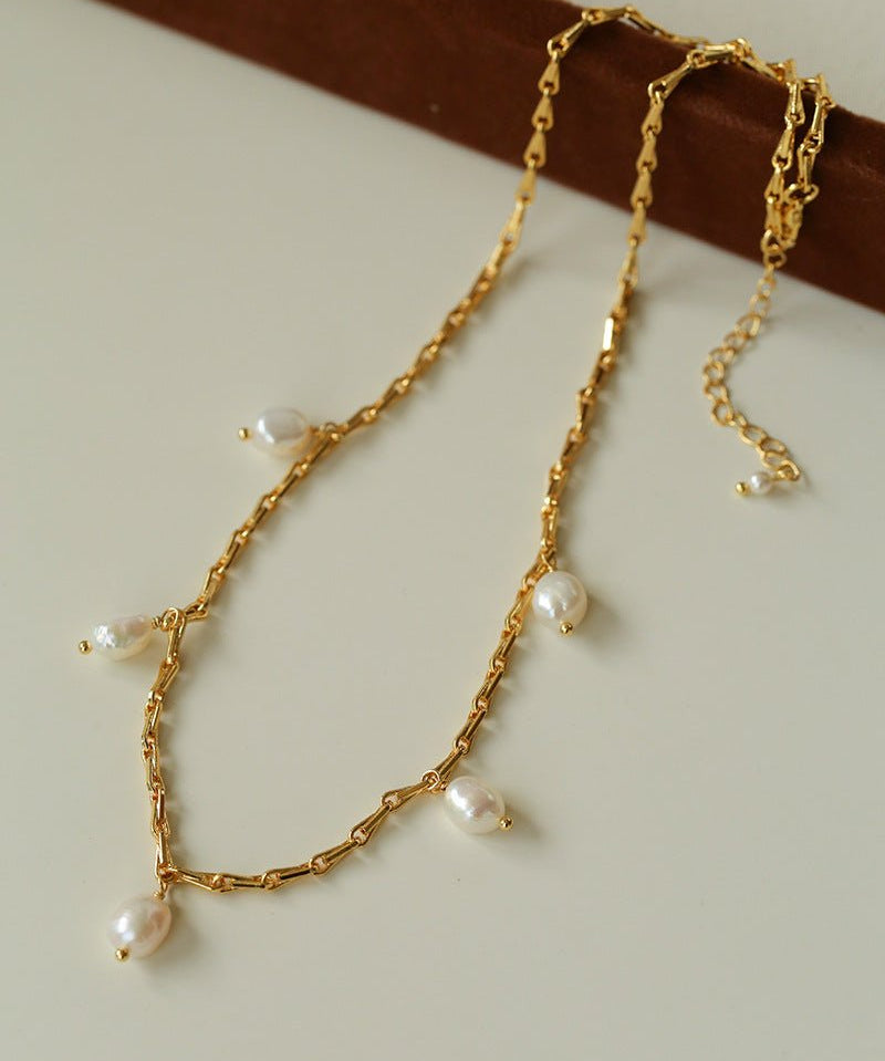 Baroque Pearl Multi - Charm Chain Necklace - floysun