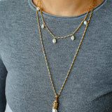 Baroque Pearl Multi - Charm Chain Necklace - floysun