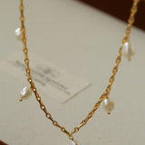 Baroque Pearl Multi - Charm Chain Necklace - floysun