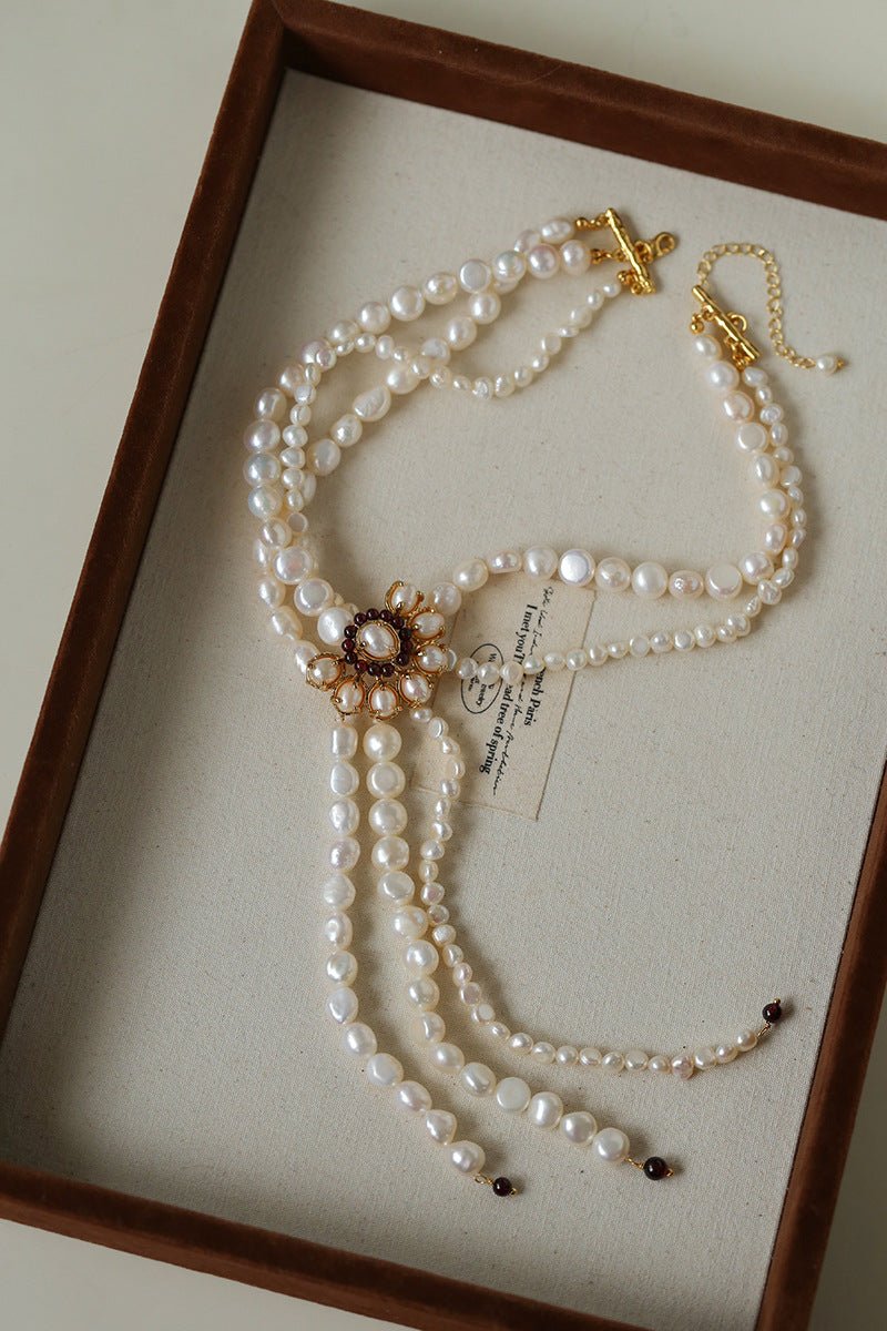 Baroque Pearl Necklace with Garnet - floysun