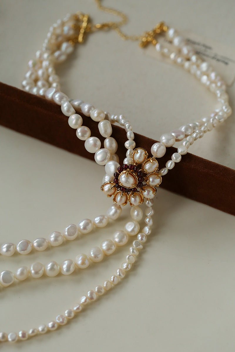 Baroque Pearl Necklace with Garnet - floysun