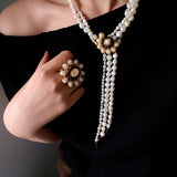 Baroque Pearl Necklace with Garnet - floysun