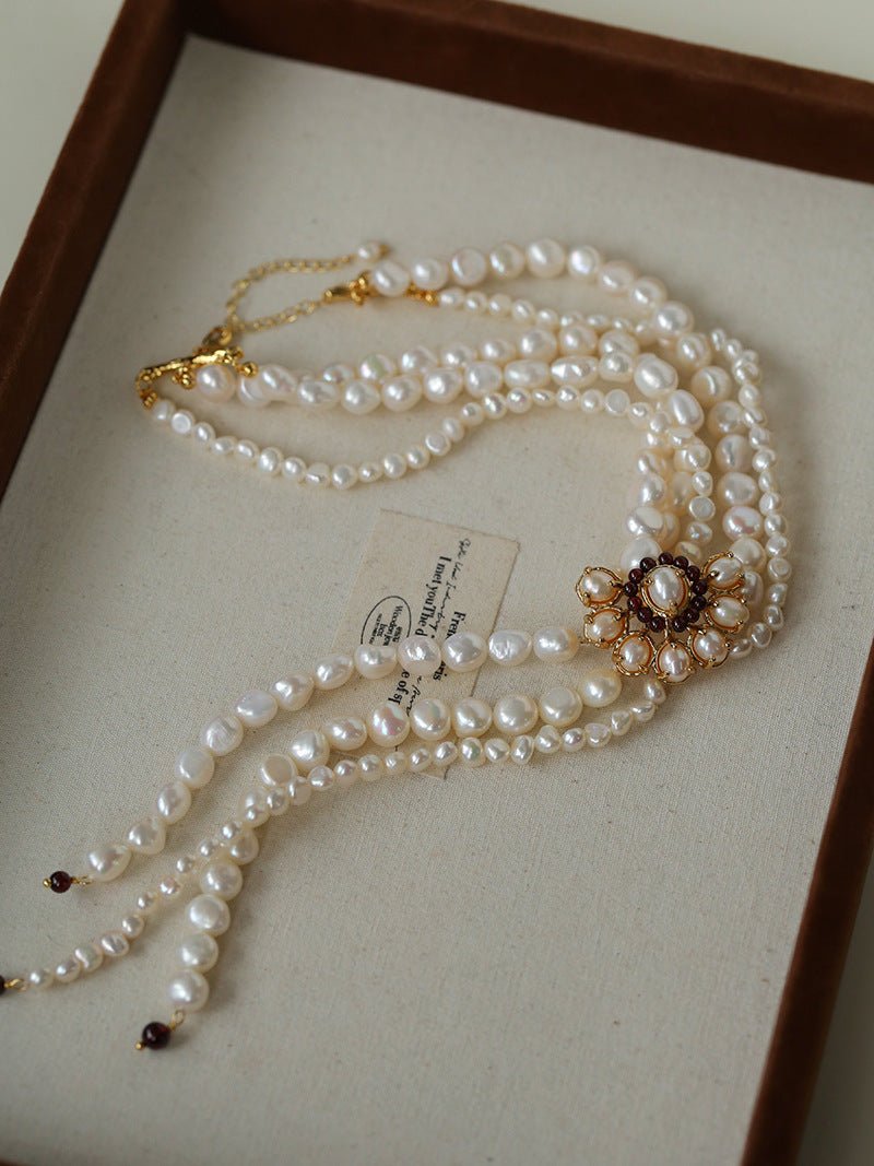 Baroque Pearl Necklace with Garnet - floysun