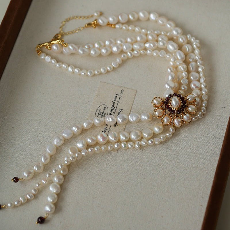 Baroque Pearl Necklace with Garnet - floysun
