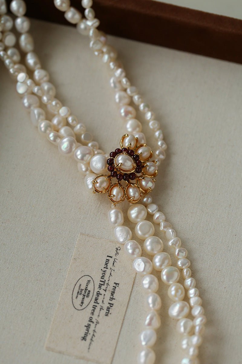 Baroque Pearl Necklace with Garnet - floysun