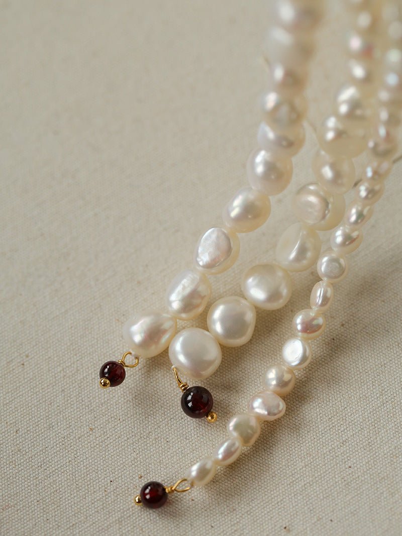 Baroque Pearl Necklace with Garnet - floysun