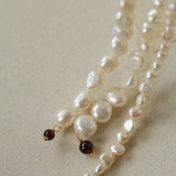 Baroque Pearl Necklace with Garnet - floysun