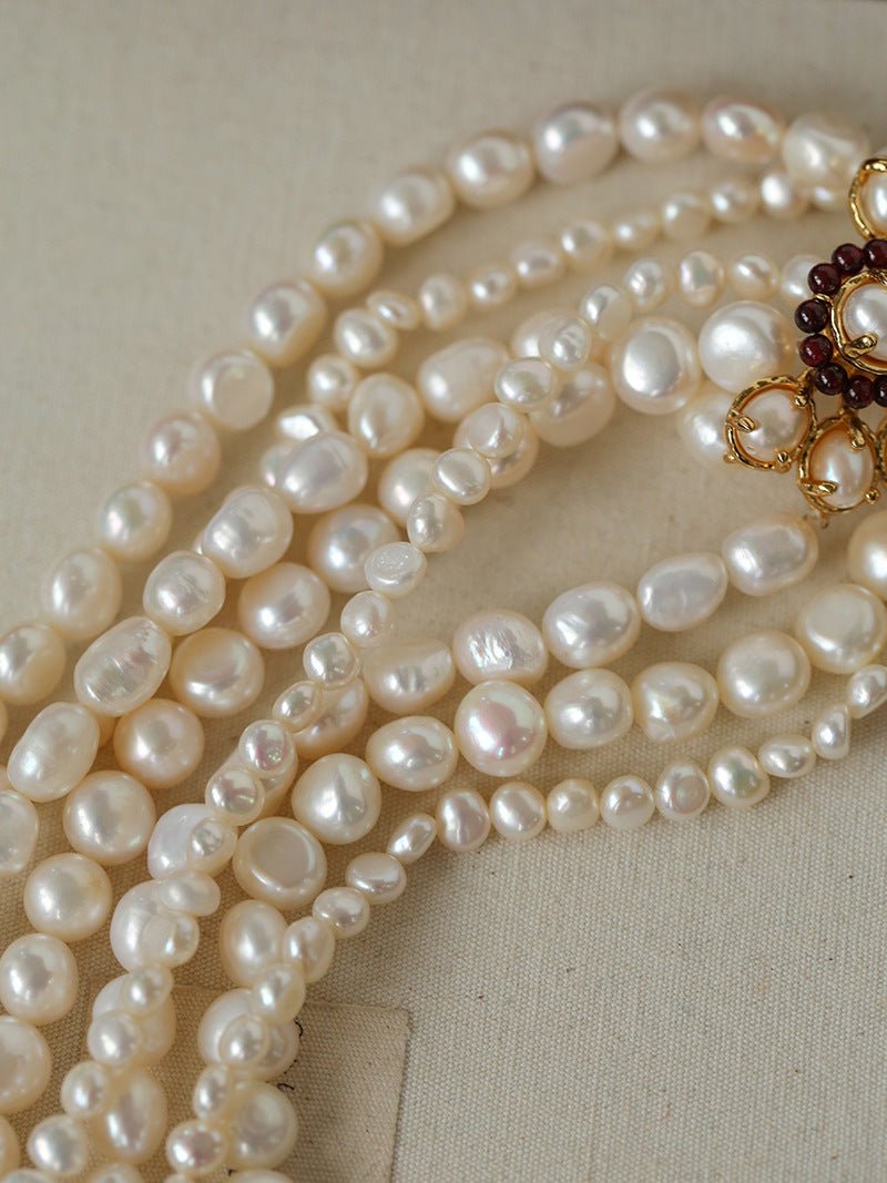 Baroque Pearl Necklace with Garnet - floysun