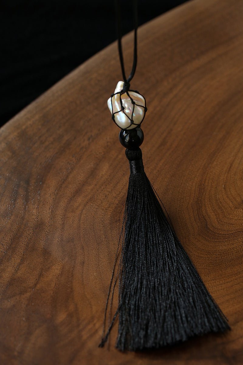 Baroque Pearl Net Tassel Necklace - floysun