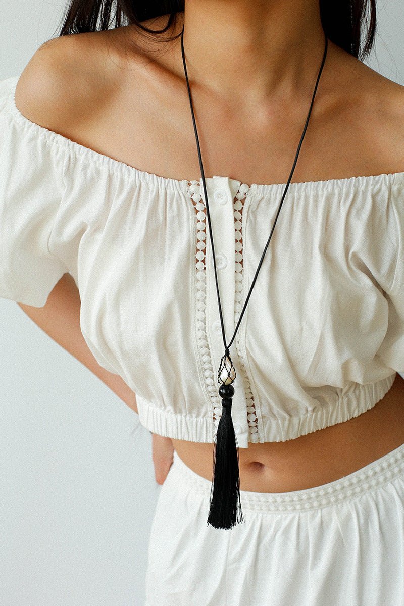 Baroque Pearl Net Tassel Necklace - floysun