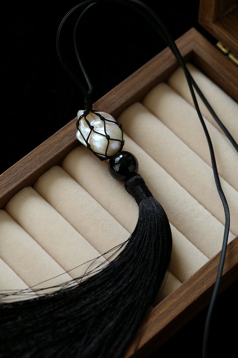 Baroque Pearl Net Tassel Necklace - floysun