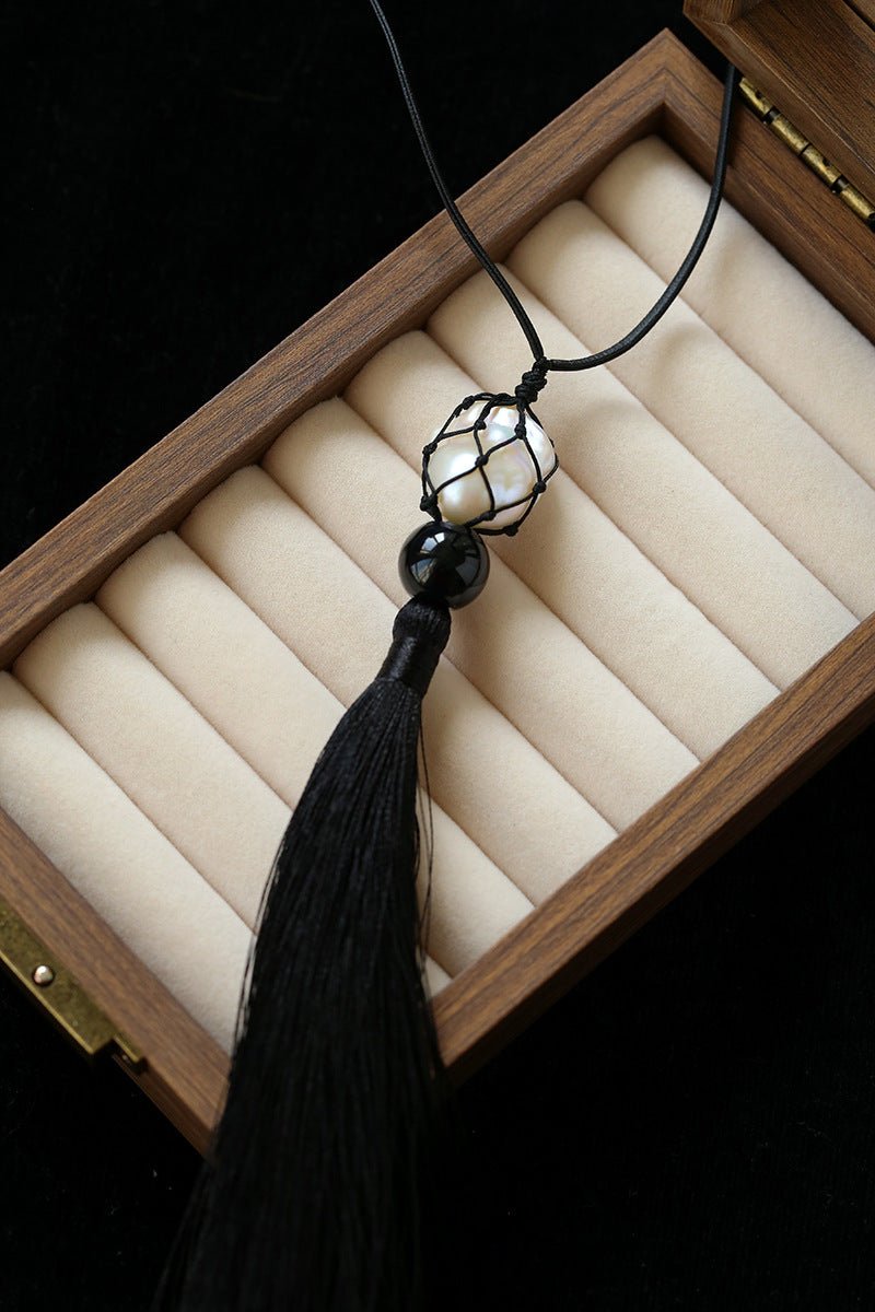 Baroque Pearl Net Tassel Necklace - floysun