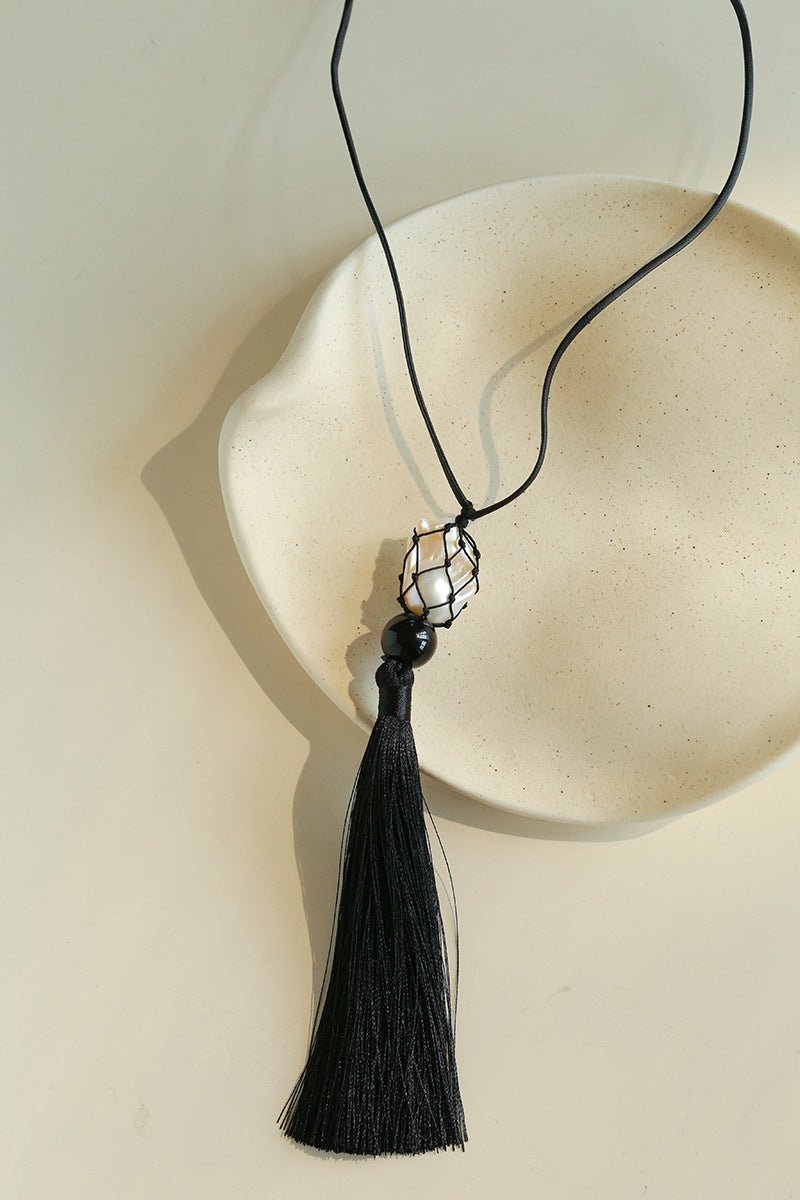 Baroque Pearl Net Tassel Necklace - floysun