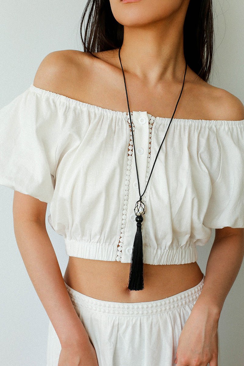 Baroque Pearl Net Tassel Necklace - floysun