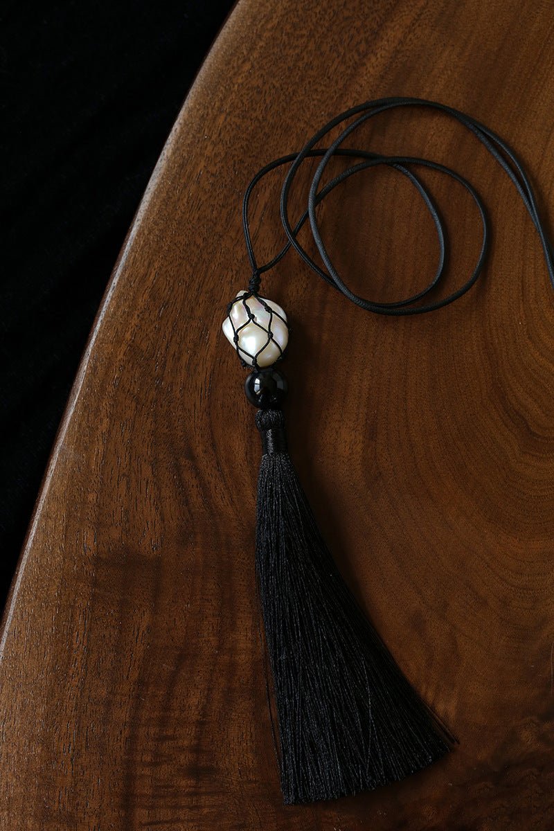 Baroque Pearl Net Tassel Necklace - floysun