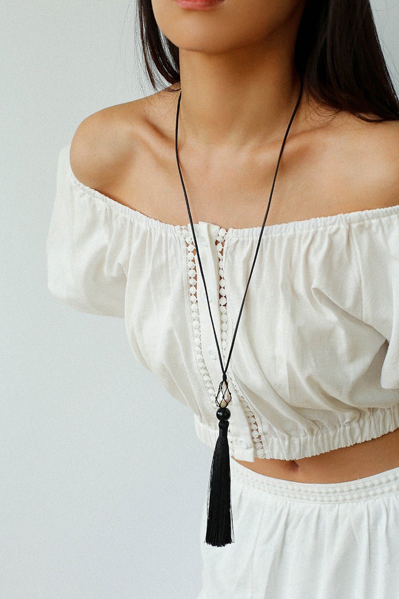 Baroque Pearl Net Tassel Necklace - floysun