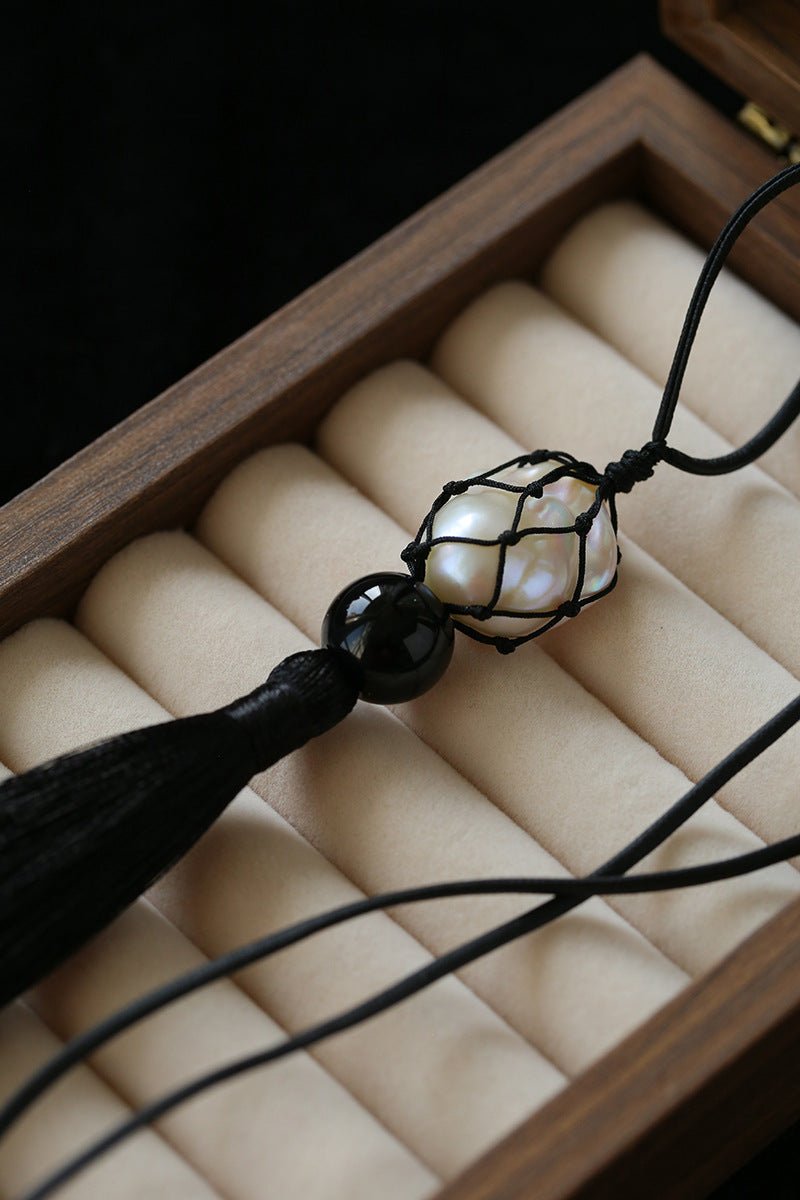 Baroque Pearl Net Tassel Necklace - floysun
