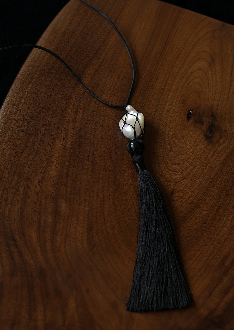 Baroque Pearl Net Tassel Necklace - floysun