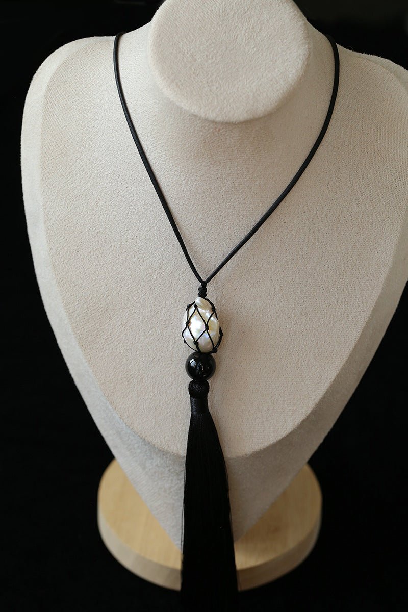 Baroque Pearl Net Tassel Necklace - floysun