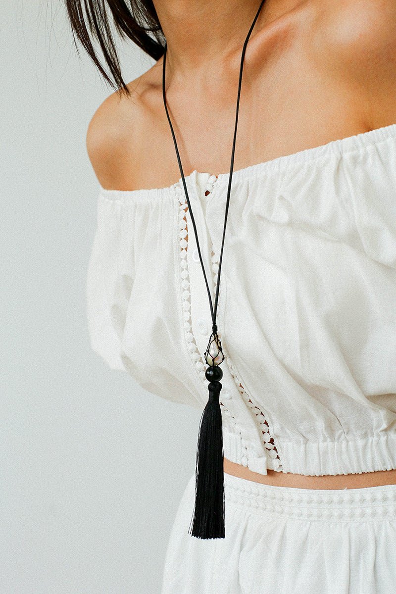 Baroque Pearl Net Tassel Necklace - floysun