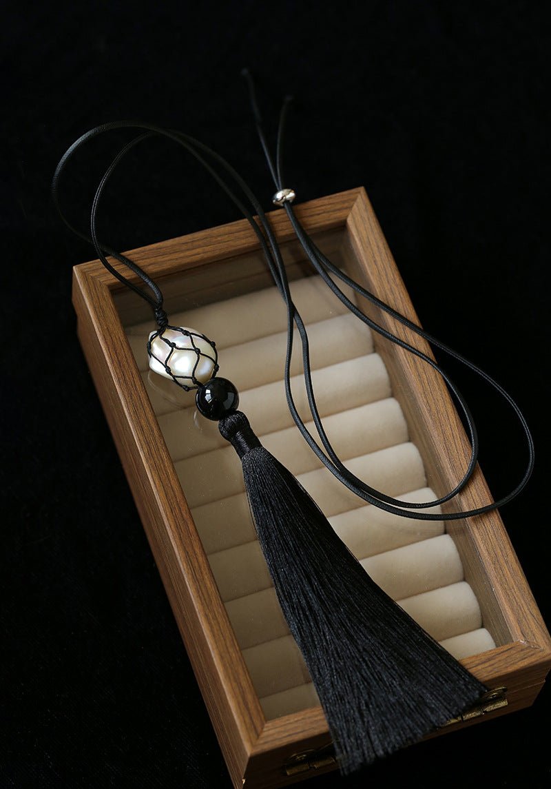 Baroque Pearl Net Tassel Necklace - floysun
