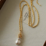 Baroque Pearl Pendant Chain Necklace - floysun
