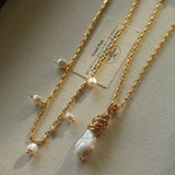 Baroque Pearl Pendant Chain Necklace - floysun
