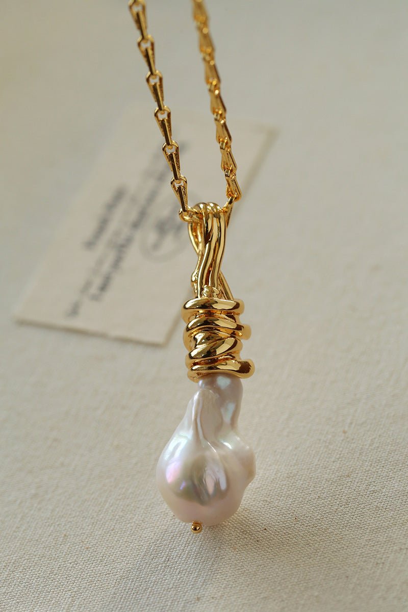Baroque Pearl Pendant Chain Necklace - floysun