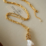 Baroque Pearl Pendant Chain Necklace - floysun
