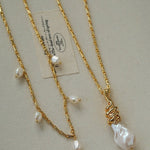 Baroque Pearl Pendant Chain Necklace - floysun