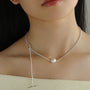 Baroque Pearl Pendant Chain Silver Necklace - floysun
