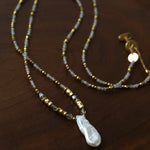 Baroque Pearl Teardrop Pendant Hand‑Strung Natural Stone Necklace - floysun
