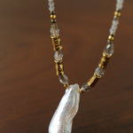 Baroque Pearl Teardrop Pendant Hand‑Strung Natural Stone Necklace - floysun