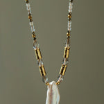 Baroque Pearl Teardrop Pendant Hand‑Strung Natural Stone Necklace - floysun