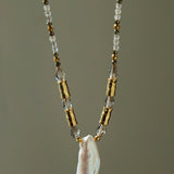 Baroque Pearl Teardrop Pendant Hand‑Strung Natural Stone Necklace - floysun