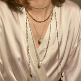 Baroque Pearl Teardrop Pendant Hand‑Strung Natural Stone Necklace - floysun