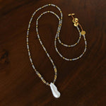 Baroque Pearl Teardrop Pendant Hand‑Strung Natural Stone Necklace - floysun