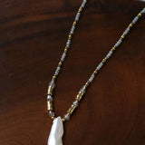 Baroque Pearl Teardrop Pendant Hand‑Strung Natural Stone Necklace - floysun