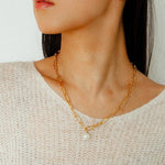 Baroque Pearl Toggle Necklace | Minimal Gold Chain Statement Piece - floysun