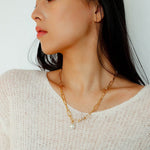 Baroque Pearl Toggle Necklace | Minimal Gold Chain Statement Piece - floysun