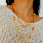 Baroque Pearl Toggle Necklace | Minimal Gold Chain Statement Piece - floysun