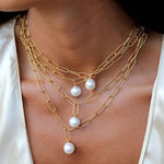 Baroque Pearl Toggle Necklace | Minimal Gold Chain Statement Piece - floysun